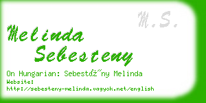 melinda sebesteny business card